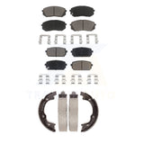 Front Rear Ceramic Brake Pads And Parking Shoes Kit For 2007-2010 Kia Rondo