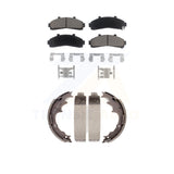 Front Rear Ceramic Brake Pads & Drum Shoes Kit For Ford Ranger Mazda B3000 B2300