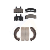 Front Rear Ceramic Brake Pads And Drum Shoes Kit For Chevrolet Tahoe GMC Yukon