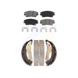 Front Rear Ceramic Brake Pads & Drum Shoe Kit For 2017-2020 Hyundai Elantra 1.6L