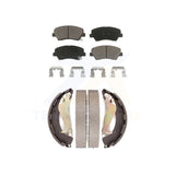 Front Rear Ceramic Brake Pads And Drum Shoes Kit For 2012-2017 Hyundai Accent