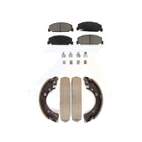 Front Rear Ceramic Brake Pads And Drum Shoes Kit For Honda Civic Accord