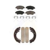 Front Rear Ceramic Brake Pads And Drum Shoes Kit For Honda Civic Fit