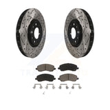 Front Coated Drilled Slotted Disc Brake Rotor & Ceramic Pad Kit For Jeep Compass