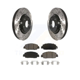 Front Coated Drilled Slotted Disc Brake Rotor & Ceramic Pad Kit For Honda Accord