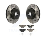 Front Drilled Slot Disc Brake Rotors Ceramic Pad Kit For 2008 BMW 328xi To 08 07