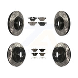 Front Rear Coated Drilled Slotted Disc Brake Rotor Ceramic Pad Kit For BMW X5 X6