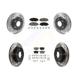 Front Rear Coated Drilled Slot Disc Brake Rotors Ceramic Pad Kit For Honda Civic