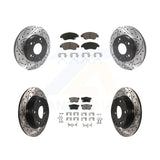 Front Rear Coated Drilled Slot Disc Brake Rotors Ceramic Pad Kit For Honda Civic