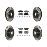 Front Rear Coated Drilled Slot Disc Brake Rotor Ceramic Pad Kit For Honda Accord