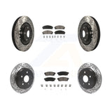 Front Rear Drill Slot Brake Rotors Ceramic Pad Kit For Lexus NX200t NX300 NX300h