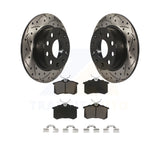 Rear Coated Drilled Slot Disc Brake Rotor & Ceramic Pad Kit For Volkswagen Jetta