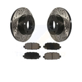 Rear Coated Drilled Slotted Disc Brake Rotors & Ceramic Pad Kit For Jeep Compass