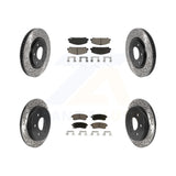 Front Rear Coated Drill Slot Disc Brake Rotors Ceramic Pad Kit For Nissan Armada
