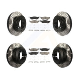 Front Rear Drill Slot Disc Brake Rotor Ceramic Pad Kit For Ford F-450 Super Duty