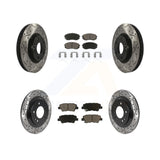 Front Rear Coated Drill Slot Disc Brake Rotor Ceramic Pad Kit For Hyundai Sonata