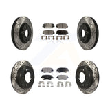 Front Rear Drilled Slot Disc Brake Rotor Ceramic Pad Kit For Kia Forte Forte5 SX