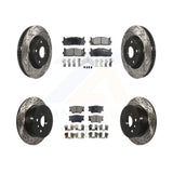 Front Rear Drilled Slot Brake Rotor Ceramic Pad Kit For Toyota Camry Lexus ES350