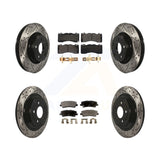 Front Rear Drill Slot Disc Brake Rotors Ceramic Pad Kit For 2015 Ford Mustang V6