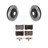 Front Coated Drilled Slot Disc Brake Rotor & Ceramic Pad Kit For Hyundai Genesis