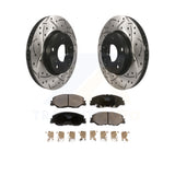Front Coated Drill Slot Disc Brake Rotor Ceramic Pad Kit For Honda Insight Civic
