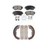 Front Rear Semi-Metallic Brake Pads & Drum Shoes Kit For 1998-2003 Toyota Sienna