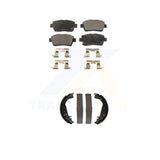 Front Rear Semi-Metallic Brake Pads And Drum Shoes Kit For 2009 Toyota Prius
