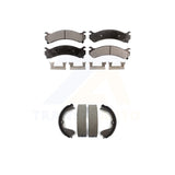 Front Rear Semi-Metallic Brake Pads Parking Shoes Kit For Chevrolet Express