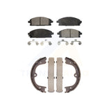 Front Rear Semi-Metallic Brake Pads Parking Shoe Kit For 08-09 Nissan Quest