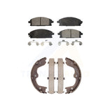 Front Rear Semi-Metallic Brake Pads Parking Shoe Kit For 06-07 Nissan Quest