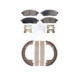 Front Rear Semi-Metallic Brake Pads Parking Shoe Kit For Ford F-150 Lincoln