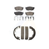 Front Rear Semi-Metallic Brake Pads Parking Shoe Kit For Hyundai Accent Kia