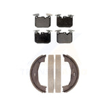 Front Rear Semi-Metallic Brake Pads Parking Shoe Kit For BMW 328i 428i Gran