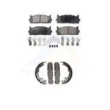 Front Rear Semi-Metallic Brake Pads Parking Shoe Kit For Toyota Camry Lexus