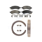 Front Rear Semi-Metallic Brake Pads Parking Shoes Kit For Chevrolet GMC EXT
