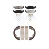 Front Rear Semi-Metallic Brake Pads Parking Shoe Kit For Ford International
