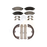 Front Rear Semi-Metallic Brake Pads & Parking Shoes Kit For Nissan Frontier