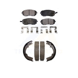 Front Rear Semi-Metallic Brake Pads & Parking Shoes Kit For Subaru Forester