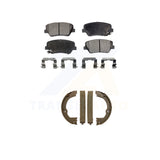 Front Rear Semi-Metallic Brake Pads & Parking Shoe Kit For Hyundai Santa Fe