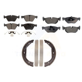 Front Rear Semi-Metallic Brake Pads & Parking Shoes Kit For BMW 328i 328xi 325xi