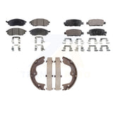Front Rear Semi-Metallic Brake Pads & Parking Shoes Kit For INFINITI G37 G35 M35