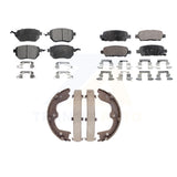 Front Rear Semi-Metallic Brake Pads & Parking Shoes Kit For Nissan Altima Maxima