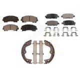 Front Rear Semi-Metallic Brake Pads Parking Shoe Kit For 2016-2017 INFINITI QX50