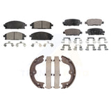 Front Rear Semi-Metallic Brake Pads Parking Shoes Kit For 2006-2007 Nissan Quest