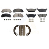 Front Rear Semi-Metallic Brake Pads And Parking Shoes Kit For Ford F-150