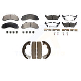 Front Rear Semi-Metallic Brake Pads And Parking Shoes Kit For Ford F-150