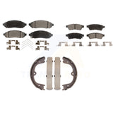 Front Rear Semi-Metallic Brake Pads Parking Shoes Kit For Nissan Frontier Xterra