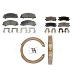 Front Rear Semi-Metallic Brake Pads Parking Shoes Kit For Chevrolet Impala Monte