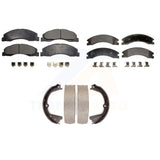 Front Rear Semi-Metallic Brake Pads & Parking Shoe Kit For Ford E-450 Super Duty