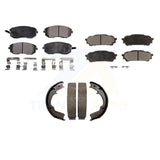Front Rear Semi-Metallic Brake Pads Parking Shoe Kit For Subaru Forester Impreza